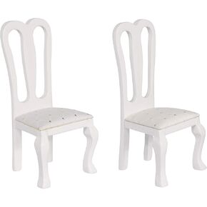 Wooden Dollhouse Dining Chairs, Set of 2, Accent Chairs for Doll Houses, Miniature Furniture, Brown, Upholstered, for 3 inch to 6 inch Dolls