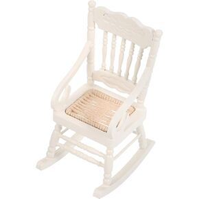 4pcs 1/12 Scale Miniature White Wooden Rocking Chairs for Dollhouse, Perfect for Christmas Decorations and Dollhouse Furniture Accessories