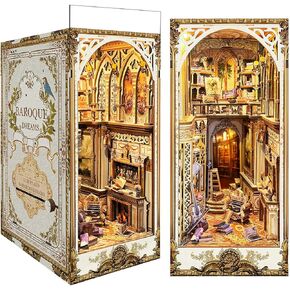Book Nook Kit, DIY Miniature House Kit Book Nook, 3D Wooden Puzzle Bookshelf Insert Bookends DIY Model Building Kits for Adults Teens Creative (Songs of The Snowy Night)