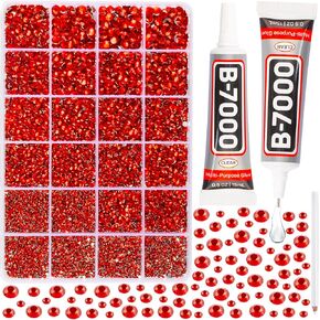 10000Pcs Multicolored Rhinestones for Crafts with b7000 Gem Glue for Clothes Clothing, Flatback Rainbow Colored Rinestones Crystals Diamonds for Fabric Shoes, Flat Back Multi Colorful Gemstones 5mm