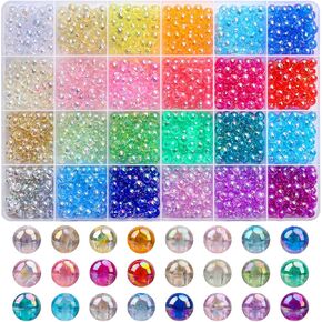 1440Pcs 6mm Candy Color Acrylic Round Beads, 24 Colors Assorted Plastic Bubble Gum Beads with Hole Loose Beads Bulk for Bracelets Necklace Jewelry Making DIY Crafts