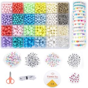 4200+ PCS Beads for Threading, 6mm Clay Beads Set, Flat Bracelets Beads DIY with Letters for Bracelets, Necklaces, Earrings, Jewellery Making, DIY Pendant Charms Kit