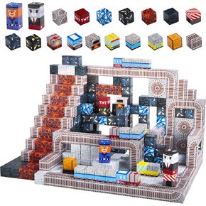 GEVINST Magnetic Blocks, Magnetic Building Blocks for Kids Ages 4-8-12, 1" Magnet Blocks Toys Train Tracks Set, Magnetic Cubes STEM Sensory Toys for 3+ Year Old Boys & Girls Christmas Birthday Gifts