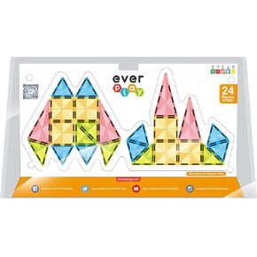 Everplay Magnet Tiles Building Block Toy Set Travel Size Mini Diamond Series Magnetic Construction Magnetized Connecting Blocks Promote Fun STEM Learning Child Brain Development for Ages 3+ EPM24