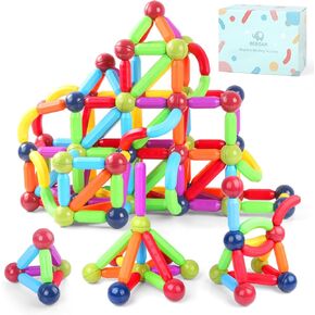 BEBOAN 114pcs Magnetic Sticks and Balls Building Blocks Stem Toy for Kids Toddlers Ages 3-5/4-8 Boys & Girls, Learning Educational Magnet Preschool Toys Gift Set