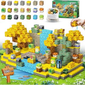 Magnetic Blocks Toys, 100PCS Magnetic Building Toys Based on The Game Super Plumber, STEM Magnets Sensory Toys for Kids, Magnetic Building Blocks Suitable for Boys Girls 3+ (Green)