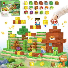 Magnetic Blocks Toys, 100PCS Magnetic Building Toys Based on The Game Super Plumber, STEM Magnets Sensory Toys for Kids, Magnetic Building Blocks Suitable for Boys Girls 3+ (Green)