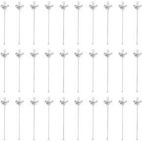CHGCRAFT 30Pcs Little Bird Pearlized Head Straight Pins Sewing Pins Dressmaker Pins Decorative Flat Head Pins for Crafts, Handmade Sewing Projects, and Clothing Design with a Plug