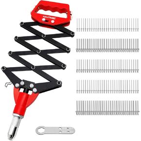 HAUTMEC Expert Heavy-Duty Lazy Tong Pop Riveter With 5 Replaceable Nosepieces, Single pull Action Riveter, Fast Riveting for industrial use HT0130-HR in Kuwait