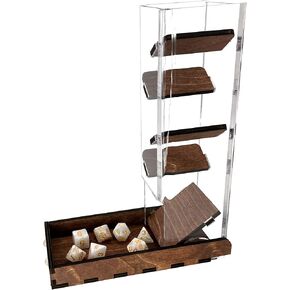 C4Labs Dice Tower & Tray | Clear with Wooden Paddles | Watch The Dice Decide (Walnut)