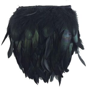 MELADY 2M/lot 5-7inch Width Rooster Feather Fringe Trim DIY Cape Shawl Skirt Halloween Dress Decoration (Black)