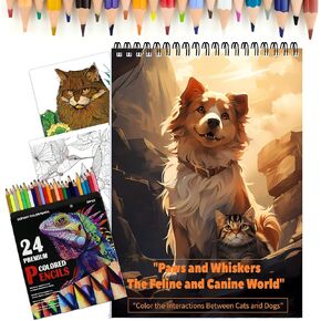 Coloring Book with 24 Count Colored Pencils, Adult Coloring Book for Women Relaxing Coloring Book with Colored Pencils for Women, Gift for Adult to Relax, Anxiety and Depression