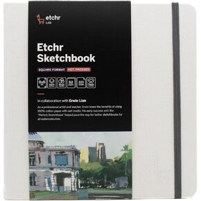 دفتر رسم Etchr مقاس 8 بوصات مربع - وسائط مختلطة بالضغط الساخن 100٪ قطن - دفتر رسم بغلاف مقوى - 8 × 8 مع 52 صفحة