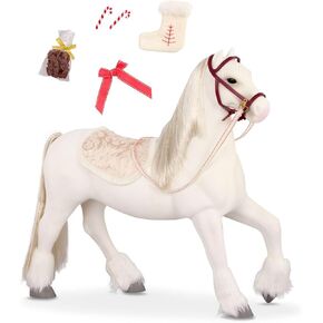 Our Generation – White Clydesdale Horse – Sparkly Mane & Tail – 18-inch Doll Accessories – Holiday Theme – Toys for Kids Ages 3 & Up – Clydesdale Horse