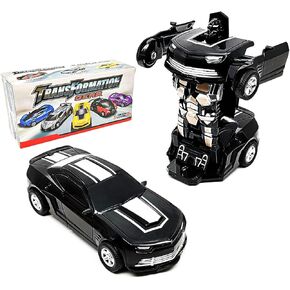 Transforming Toys Car - Robot Car Toy 2 in 1 Deformation Car- Friction Powered Car Truck Toys (yellow)