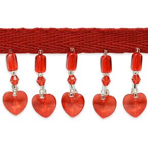 Trims by the Yard Expo International Heart Fringe Crystal Aurora Borealis Beaded Trim, 1.5 inch, Clear