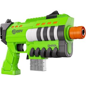Siren Blasters Gnarl Ultra Long Range Blaster، مسدس رمي السهام الرغوي المضغوط متعدد الطلقات، مجلة 5 سهام، نطاق 150 قدمًا، 150 إطارًا في الثانية، ألعاب خارجية، للأعمار من 14 عامًا فما فوق