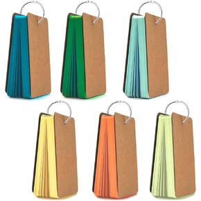 Blank Flash Index Cards with Rings - Multicolor Index Cards Flashcards for Studying, 6 Colors Notecards with Ring (2.2"x3.5", 300 Count)