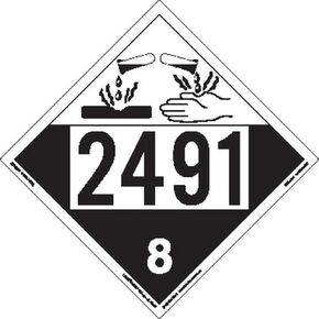 Labelmaster ZT4-2491 UN 2491 Corrosive Hazmat Placard, Tagboard (Pack of 25)
