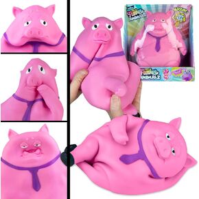 ORB Funkee Animalz Pig Jumbo (Pink) - Big 4.5 lb Stretchy Pig - Funny, Squishy, Even Squeeze for Stress Relief - Novelty Sensory and Fidget Popular Collectible Funkee Animal Toys for Kids and Adults