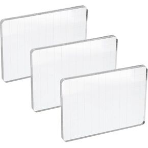 PATIKIL Acrylic Stamp Block, 3 Pack Stamping Block Rectangular Shape with Lines Decorative Mounting Blocks Set for Scrapbooking DIY Crafts Card Making, 4.7x3.5