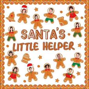 Christmas Bulletin Board Decoration Xmas Gingerbread Man Paper Cutouts DIY Photo Crafts Christmas Stocking Bulletin Board Set for Winter Holiday Classroom Wall Door Decor Home School Supplies