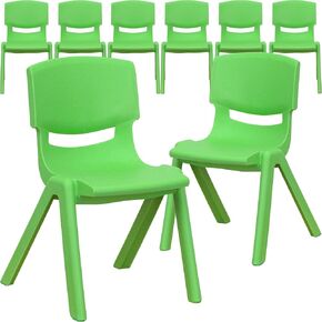 مجموعة من 8 كراسي مدرسية قابلة للتكديس من البلاستيك الأزرق من Flash Furniture Whitney مع ارتفاع مقعد 30.48 سم