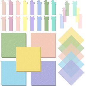 BAYTORY 570 Sheets Transparent Sticky Notes, 3 x 3 Glitter See Through Memo Pads, Clear Cute Self-Stick Index Tabs, for Bible Accessories Annotating Book (Heart Shape)