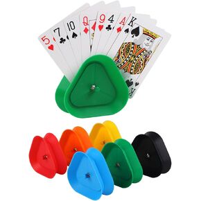 6 Pack Playing Card Games Holders Tray, Hands-Free Poker Holders for Kids, Seniors, Triangle Shaped Playing Card Tray for Cards Game, Poker Parties(6 Colors)