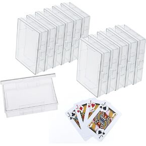 Skylety 12 Pcs Blank Playing Card Case, Clear Poker Card Box Snap Closed, Plastic Playing Game Card Storage Box Holder for Bank Card, Business Card, Suitable for 3.7x2.7 Inch Game Card