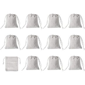 PATIKIL 5"x4" Coin Sacks Bag, 12 Pack Bank Coin Deposit Change Transit Bags Canvas Money Bag with Drawstring Gift Bag Style 1, Beige