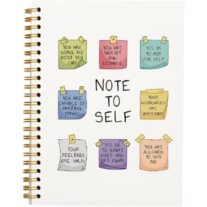 Tizzer Note to Self Mental Health Self Care Self Love Lined Hardcover College Ruled Spiral Notebook Journal for Work Notes Journaling 5.5×8.3 Inch,Mental Health Awareness Gifts