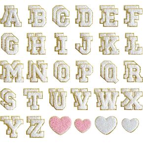 56 PCS White Color, SELF Adhesive Chenille Letters Patches, Preppy Stickers Letters, Vinyl Letter Stickers, Patch Sticker for Backpack Clothing Hats Bags.