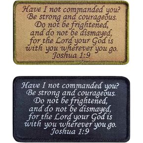 Joshua 1:9 Bible Verse 210 Have I NOT COMMANDED You 2 Pieces Funny Military Morale Meme Molle Hook and Loop Sew On Patch for Tactical Backpack Murph Hats Helmets