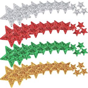 Giegxin 48 Pcs Star Sequin Patches in 4 Sizes Iron on Shiny Patches Hat Patches Embroidered Decorative Appliques for Hats Bags Jackets Jeans Backpacks Costume Clothing Accessory.(Multicolor)