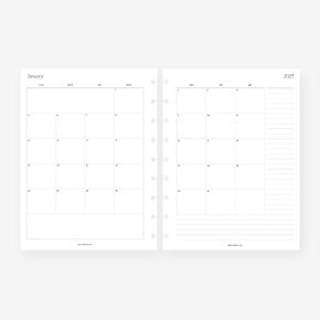 Classic Happy Planner 2025 Month on Two Pages Monthly Planner Insert Agenda Refill for 9-Discs Notebook 7 x 9.25 (Monthly with Notes (Sunday start) (Separable Months))