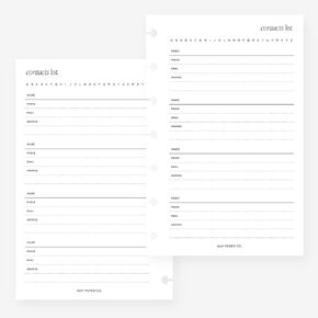 Mini Happy Planner Contacts List Planner Insert Agenda Refill for 7-Discs Notebook 4.6 x 7