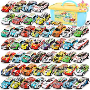 Toy Cars Party Favors for Kids, 72Pcs Pull Back Cars Playsets with Storage Box, Mini Toys Race Cars for Kids Goodie Bags Toddler Toys Bulk Prizes Rewards