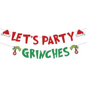 Merry Christmas Party Banner Decorations, Glittery Christmas Decorations Banners Winter Holiday Friendsmas Garland Photo Props Banner for Party Home Birthday Bachelorette Decor