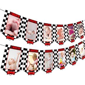 JeVenis Racing Car First Birthday Banner Fast One Birthday Party Decoration Supplies Fast One Birthday Decoration Racing Car Photo Banner
