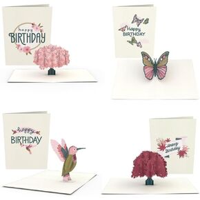 Lovepop Birthday Notecards 4 pack 3.75 Inches X 5.125 Inches, 4 cards, 4 Envelopes
