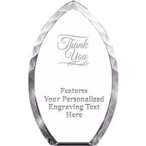 8" Tear Drop Thank You Crystal Award, Custom Engraved Thank You Trophy, Engraving Included, Prime
