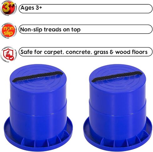 GISCO Balancing Bucket Stilts 1 Pair Thickened Plastic Walking Stilts Balance Bucket Stilts Toy with Adjustable Rope Gifts for Balance Coordination Party Game Birthday (Blue) in Saudi Arabia