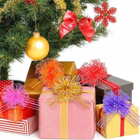 8 Pieces Pull Bow Gift Wrapping Pull Bow 6 Inch Large Organza Gift Bows Mixed Color Ribbon Pull Bows Present Wrapping Pull Bow with Ribbon for Gift Wrapping Ribbon Bow for Christmas Wedding Baskets in Saudi Arabia