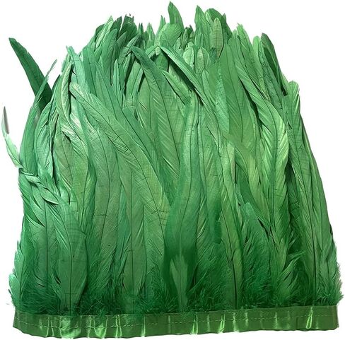 LONDGEN Rooster Hackle Feather Fringe Trim 12-14inch in Width for Clothes Decoration and Wedding ,Halloween Party Pack of 1 Yard (Turquoise) in Saudi Arabia