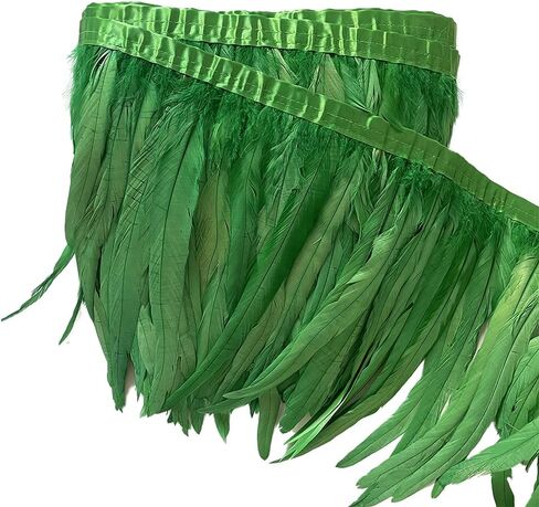 LONDGEN Rooster Hackle Feather Fringe Trim 12-14inch in Width for Clothes Decoration and Wedding ,Halloween Party Pack of 1 Yard (Turquoise) in Saudi Arabia
