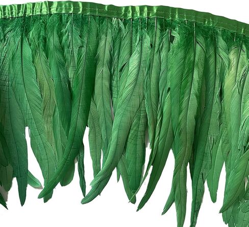 LONDGEN Rooster Hackle Feather Fringe Trim 12-14inch in Width for Clothes Decoration and Wedding ,Halloween Party Pack of 1 Yard (Turquoise) in Saudi Arabia