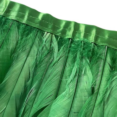 LONDGEN Rooster Hackle Feather Fringe Trim 12-14inch in Width for Clothes Decoration and Wedding ,Halloween Party Pack of 1 Yard (Turquoise) in Saudi Arabia
