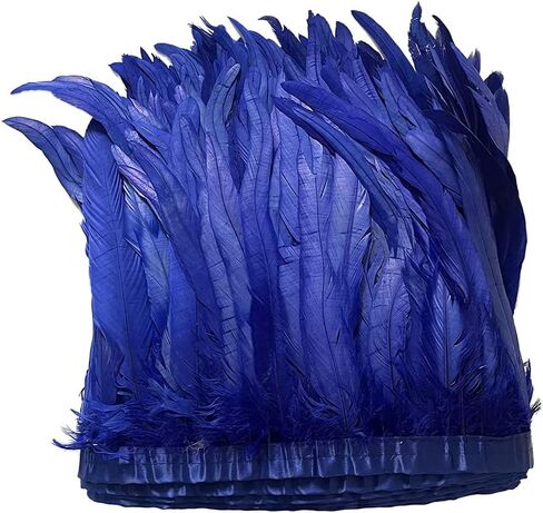 LONDGEN Rooster Hackle Feather Fringe Trim 12-14inch in Width for Clothes Decoration and Wedding ,Halloween Party Pack of 1 Yard (Turquoise) in Saudi Arabia