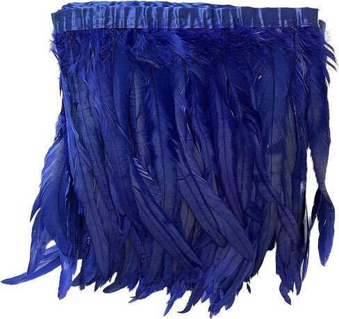 LONDGEN Rooster Hackle Feather Fringe Trim 12-14inch in Width for Clothes Decoration and Wedding ,Halloween Party Pack of 1 Yard (Turquoise) in Saudi Arabia